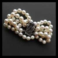 3 reihiges Perlen - Armband & 585er Weissgold - Ek 5.2.-200