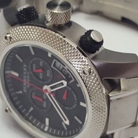 Mens' Burberry BU7702 Heritage Black Stainless Steel Chronograph Watch A01D