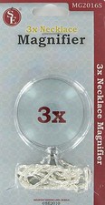Pendant Hanging Necklace Magnifier 1.7" 3x Glass Lens 36" Silver Color Chain 856