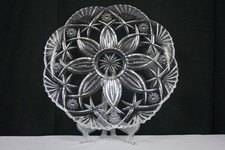 CUT GLASS CRYSTAL SCALLOPED EDGE ROUND SERVING PLATTER PLATE