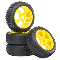 Buggy Reifen Felgenset REX-X mit 5-Doppelspeichenfelge gelb 1:8 partCore 320017