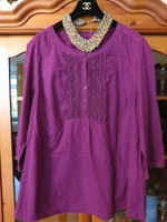 Gr. 44 Charles Vögele Bluse Tunika Klöppelspitze Aubergine NEU 69,00