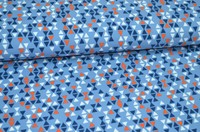 Jersey Dreiecke, Orange/helles Jeansblau  Baumwolljersey