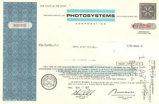 Photosystems Corporation 1971 New York share stock certificate