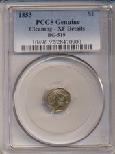1853 Bg-519 California Octagonal Dollar Gold Pcgs Certified Xf Details Rare