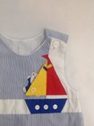Vintage Handmade Baby Jumper Blue Striped Sailor Bear 12-18 MO T234