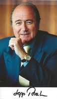 Autogramm Joseph Sepp Blatter ehem FIFA Präsident handsigniert Foto + 1 Pin 16-7