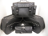 Motorrad Satteltaschen+Werkzeugtasche+Sissybartasche Echt Leder Set 40