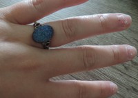 925er Silber Edelstein Ring mit Druse - Amethyst? Gr. 19 Jugendstil vom Bodensee