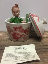 Williamsburg Tea Time Collection Red Bird Red Flower Covered Tea Sugar Bowl New