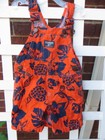 Boys Sz 12 Months Osh Kosh Orange & Navy Blue Tropical Print Shortalls