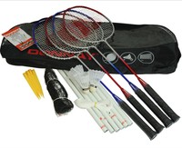 Badminton Set 4 Schläger 3 Federbälle Spielnetz Badmintonschläger Marke: Donnay
