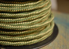 20' Cloth Covered Round Electrical Cord - Vintage Fabric Braid Lamp Pendant Wire