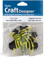 Chenille Bees W/Wire 1" 5/Pkg-Black & Yellow