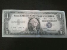 1957 Series One Dollar Note $1 Silver Certificate Blue Seal Bill Us clean crisp