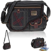 Messenger ELEPHANT SYLT Tasche Schultertasche Kuriertasche gewachst SCHWARZ