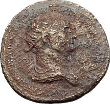 TRAJAN 115AD Rome Dupondius Felicitas LUCKY Authentic Ancient Roman Coin i59653