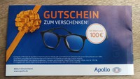Apollo 100 Euro Gutschein Einkaufsgutschein Gültig bis 30.10.2016 Optiker Brille
