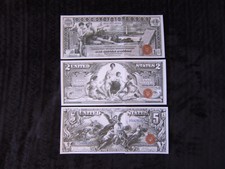 1896 $1 - $5 Dollars Educational Series Silver Certificate 2 Piece Large Posters