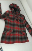 Red Check coat with hood size 14