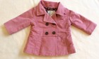 EEUC Gorgeous Old Navy Girls Pink Corduroy Pea Coat Trench Jacket 6-12 months
