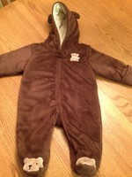 Just One You 3 Months Boys Brown Bear Fleece One Piece Snowsuit Bunting