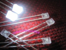 100pcs, 2x3x4mm 2x3x4 mm White Diffused Rectangle LED Leds Lamp Free Resistors