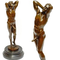 BRONZE EROTIK-FIGUR männlicher EROS AKT FIGUR sexy SONNENANBETER BRONZEFIGUR HOT