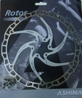 Ashima Fahrrad Bremsscheibe ARO-08 180mm weiss 6-Loch Standard + Schrauben 