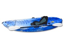 Blue sit-on-top plastic kayak 9FT with detachable Paddle - Five Oceans