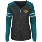 Women's Majestic Black Jacksonville Jaguars Lead Play Long Sleeve Henley T-Shirt