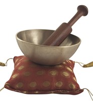 Klangschale mit Kissen + Klöppel im Set - Original aus Indien