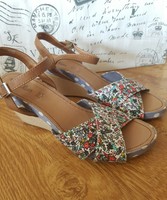 S. Oliver Sandalen Gr. 40 Vintage Blumenmuster Punkte 