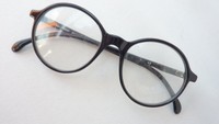 SOLSTAR schwarze große fast runde Vintage Brille unisex Damen Herren NEU Gr.S