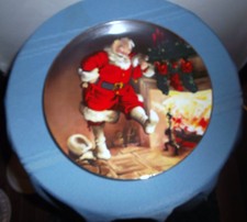 Santa By the Fire Collector Plate-Knowles-1989-Sundbl om Santa Series