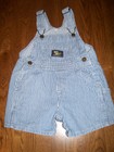  BABY BOY OSHKOSH SHORTALLS OVERALLS SZ 18 M MONTHS BLUE STRIPED 100% COTTON