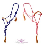 Knotenhalfter TASSEL mit Strick Halfter Set Rosa Blau unisize Full Cob NEU