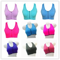 Sport BH Damen Bustier Reißverschluss Push Up Bra Fitness Versch. Farben #5105