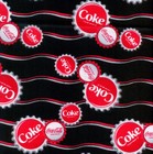 1 Yard Coca Cola Vintage Bottle Caps Stripe Black RARE OOP Cotton Fabric 