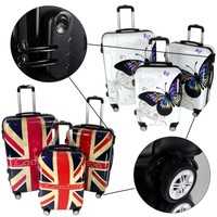 Koffer Set Reisekoffer Butterfly + England Trolley Hartschalenkofer Hartschale 