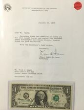 1974 Autographed $1 Federal Reserve Note By The Treasurer & Secretary "Crisp"