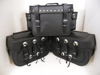 Motorrad Satteltaschen + Sissybartasche Leder Set 28