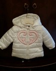 NWT NEW Gucci baby girls magnificent white GG heart logo puffer coat jacket 3/6m