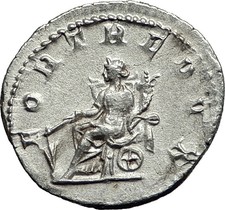 GORDIAN III 240AD Authentic Original Ancient Silver Roman Coin Fortuna i59068