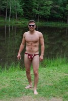 Herren Badestring / Slip  / String - NEUWARE - Gr. L/ 6 wild coat red