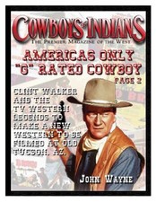 JOHN WAYNE COWBOYS & INDIANS MAGAZINE COVER POSTER. 12" X 15". LINEN FINISH.