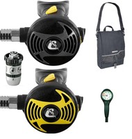 CRESSI XS2 AC2 mit Octopus XS mit Finimeter Inflatorschlauch Atemreglertasche