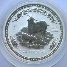 Australia 2003 Year of Goat 2 Dollars 2oz Silver Coin,Bu