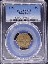 1857 Flying Eagle Cent Pcgs Certified Vf 25 Very Fine (137)