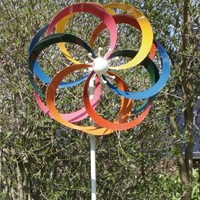 Windrad Metall Gartenstecker Windspiel WINDMÜHLE Höhe 177 cm Ø 38 cm Garten-Deko